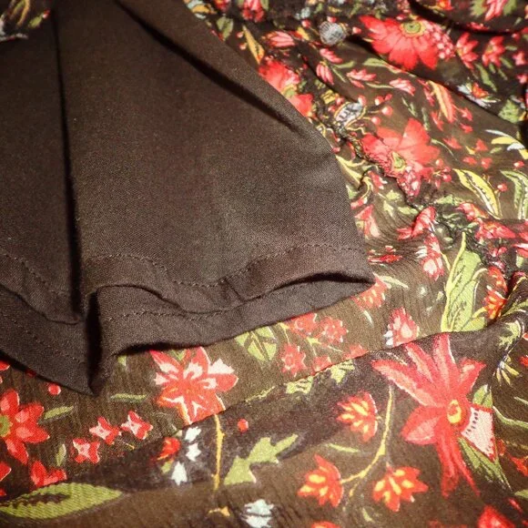 Brand New Sundance Black Iris Skirt PXS Black Floral Elastic Waist - Picture 11 of 15